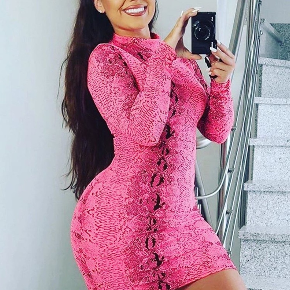 Pink Snake Print Body Dress